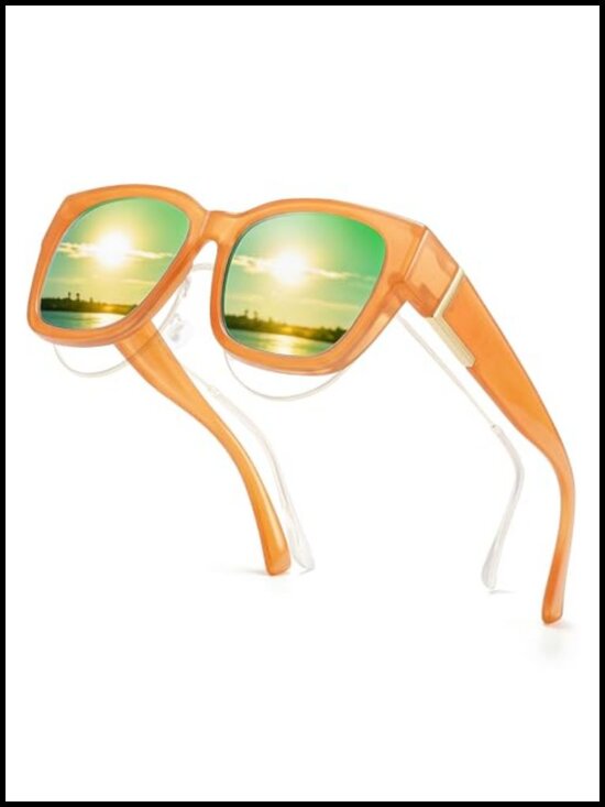 Polarized Fit Over Sunglasses Oversized Square Wrap Around UV400 Protection main image 5